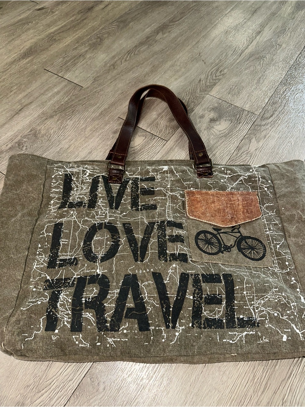 Mona B Live Love Travel Canvas Mona B Bicycle Weekender Tote Bag